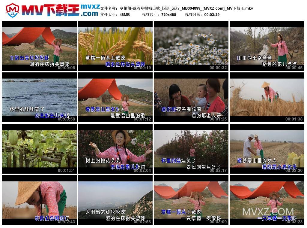 草帽姐-戴着草帽唱山歌_国语_流行_MB304899